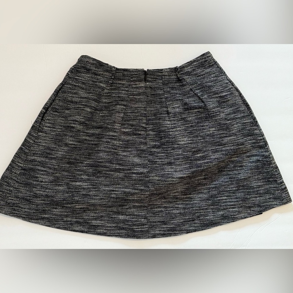Madewell "Countdown" Tweed Mini Pleated Skirt w/ Pockets, Size 0 Black and Gray